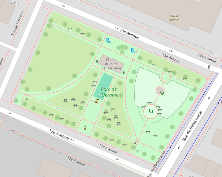 A detailed map of a small park.
